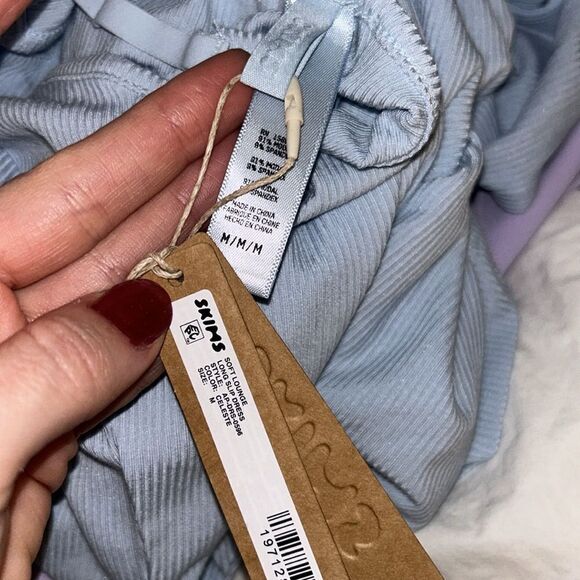 NWT SKIMS sold out rare long slip dress in color CELESTE - Picture 7 of 7